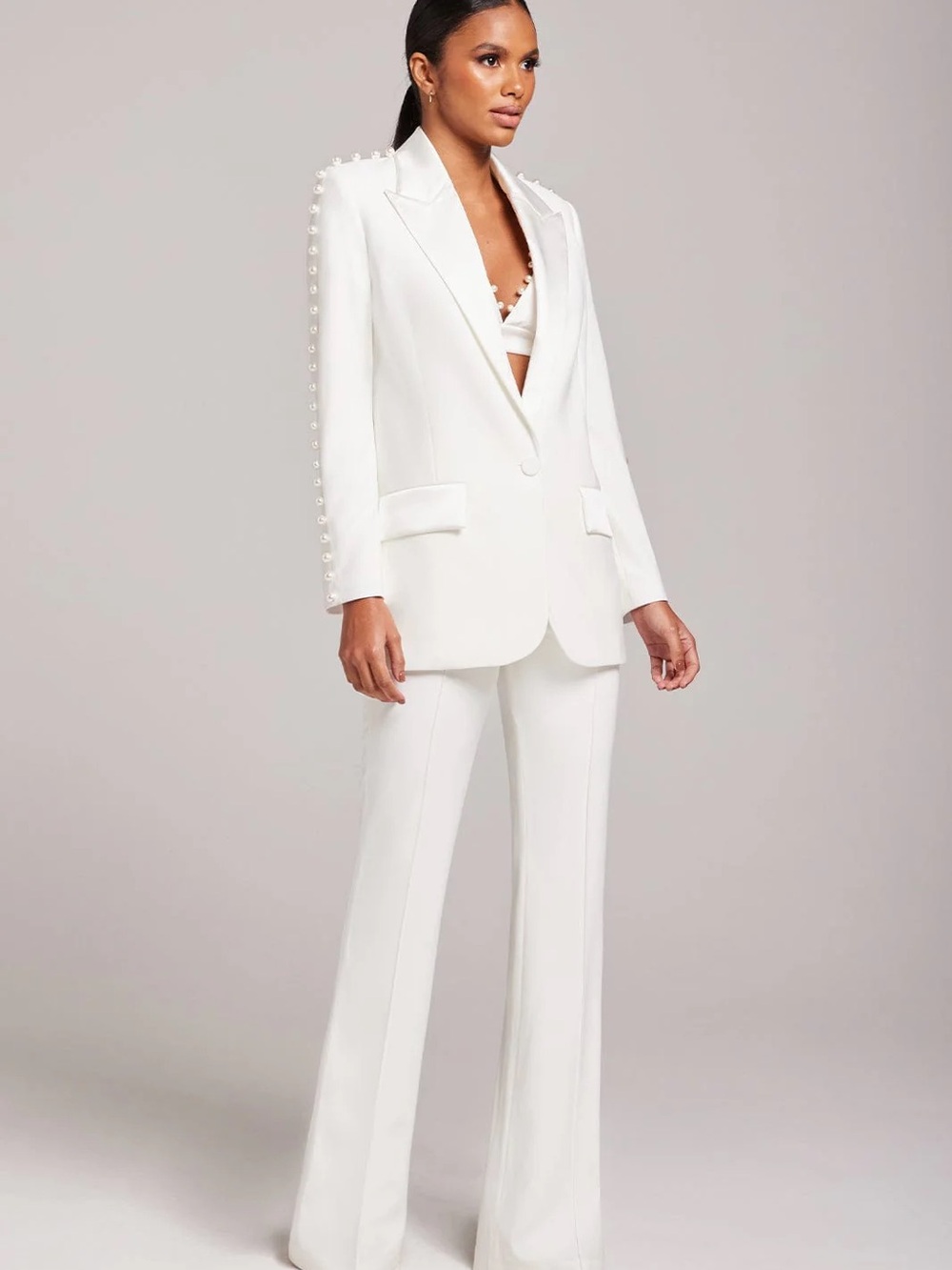 Charlotte White Pearl Blazer | Bridal
Blazer | NADINE MERABI